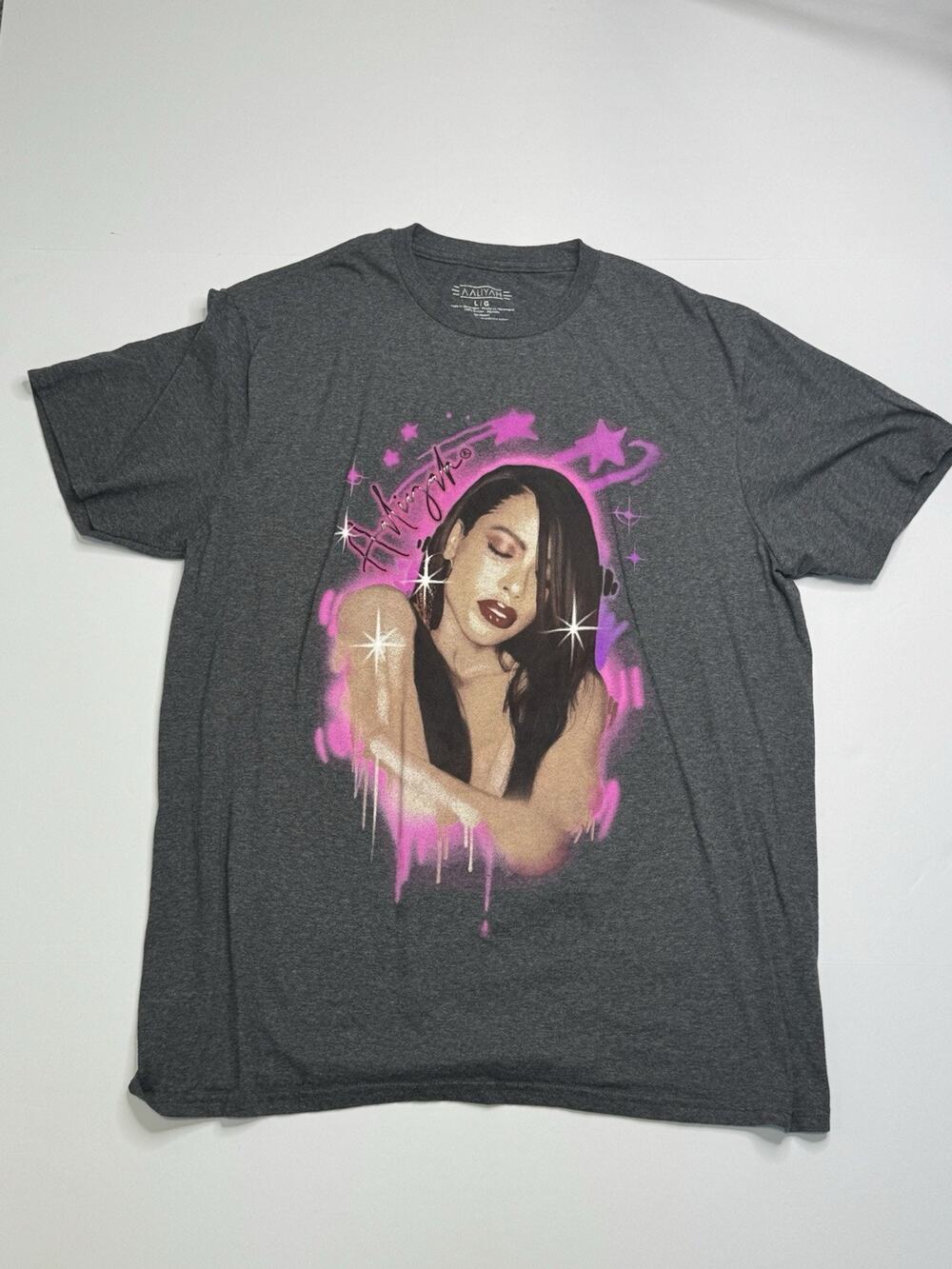 Aaliyah Princess Of R&B Black And Pink Graphic T-Shirt Size L